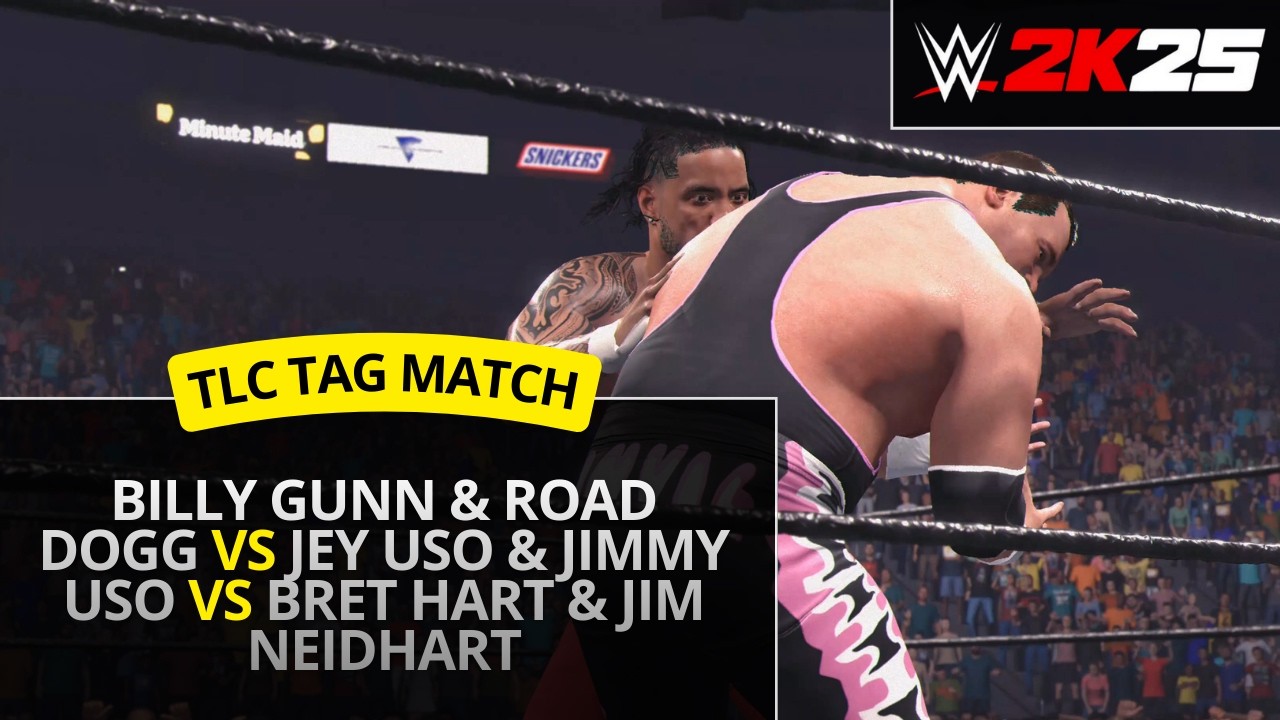 WWE 2K25 – New Age Outlaws vs The Usos vs Hart Foundation (TLC Tag Match)