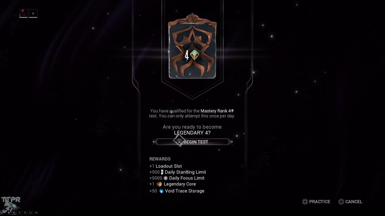 Warframe Legendary Rank 4 Test