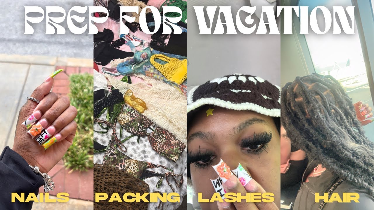 prep + pack with me for vacation 🫧🌴🎀🌼: maintenance , nails, hair, lashes, wax, shopping, packing etc