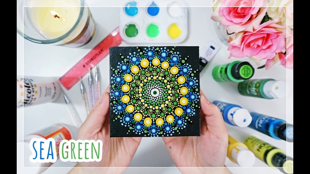 Easy Mandala Dot Painting For Beginners| SEA GREEN