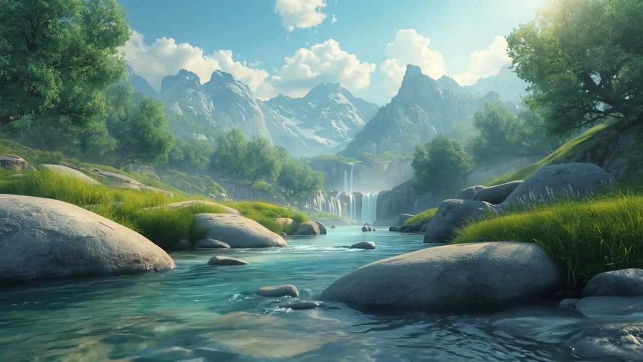 1 Hour Peaceful Mountain River 🌿 Relaxing Nature Sounds for Focus & Stress Relief