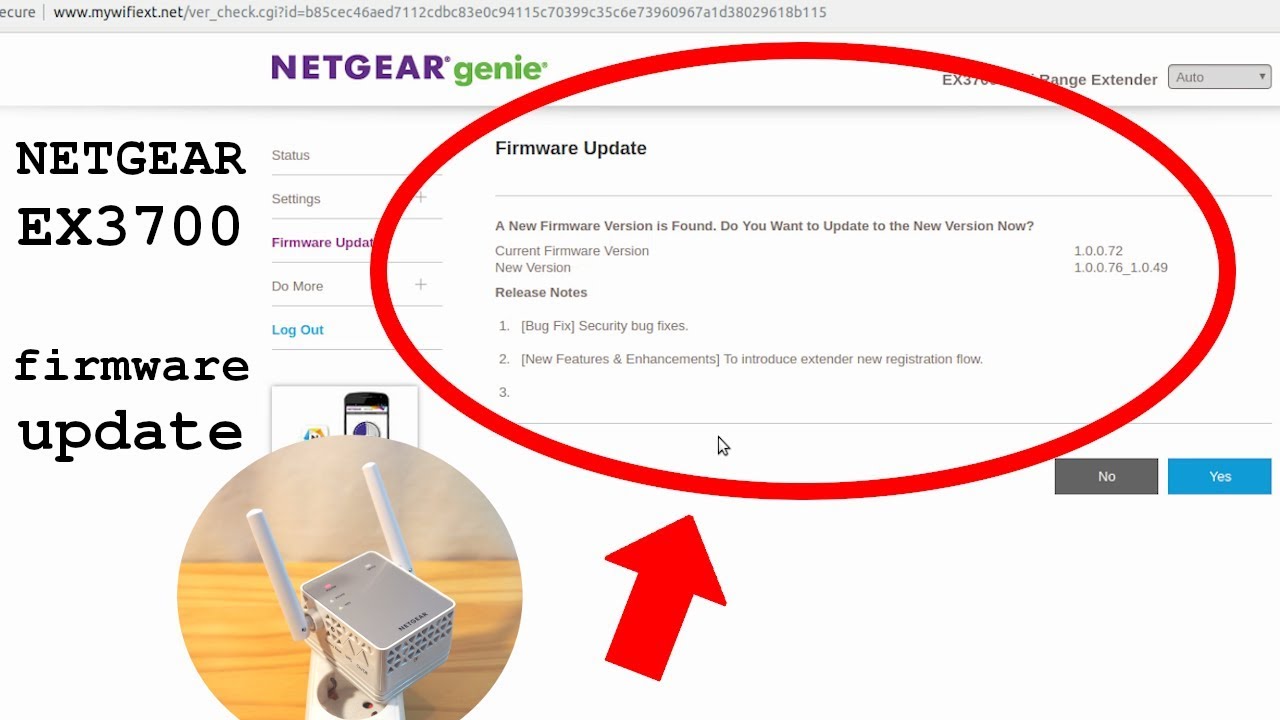 NETGEAR EX3700 Wi-Fi Extender &bull; Firmware update