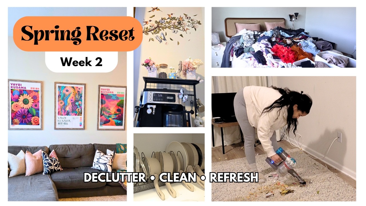 Closet Declutter, Coffee Bar Makeover, Deep Cleaning & Cozy Decor | 30 Day Spring Reset | Week 2