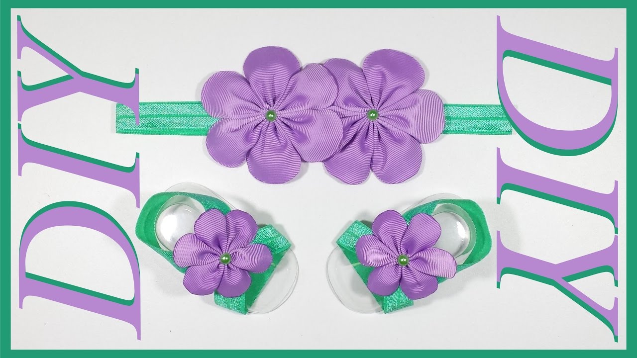 Como Hacer Lazos DIY #12  / Conjunto Pies Descalzos y Lazo para Bebes