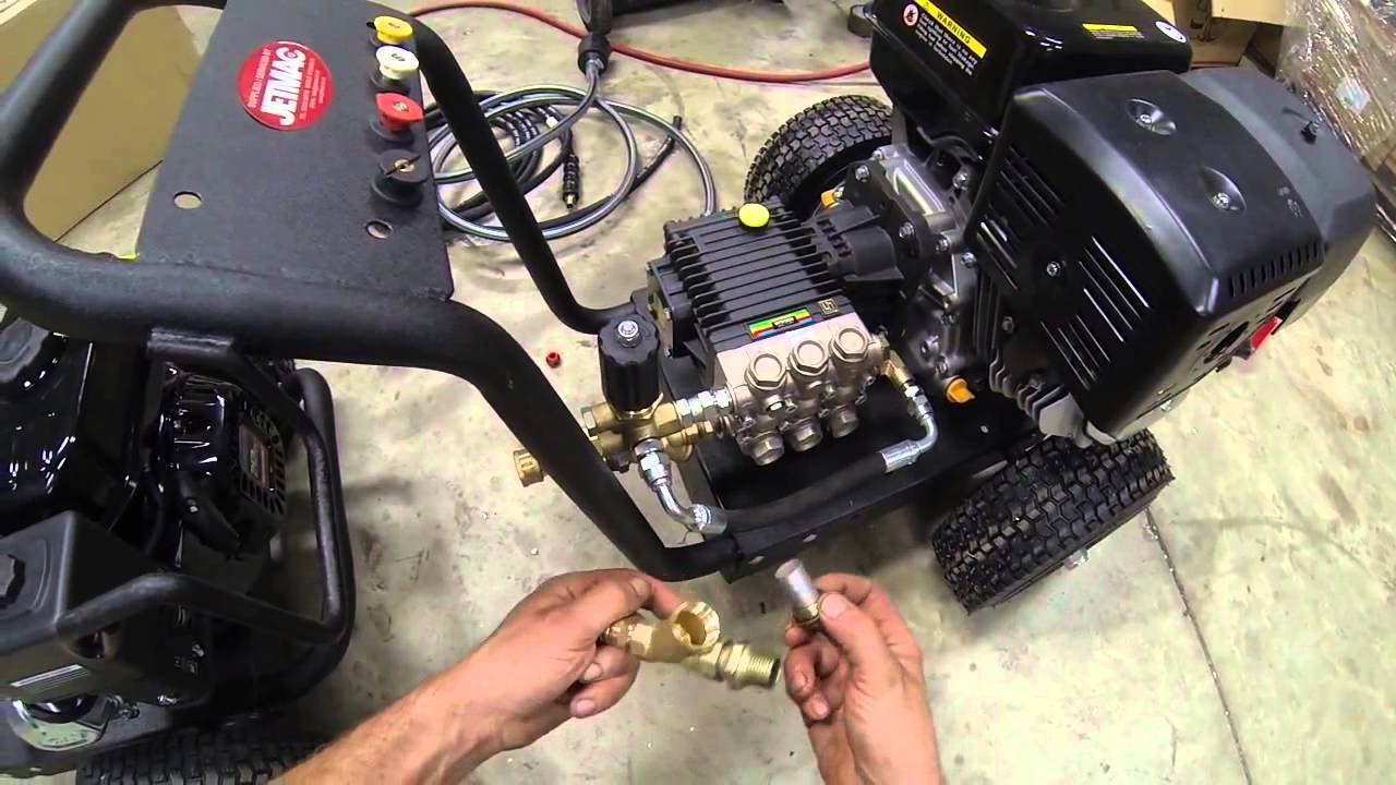 inline y filter on petrol jetwasher pressure washer jetmac