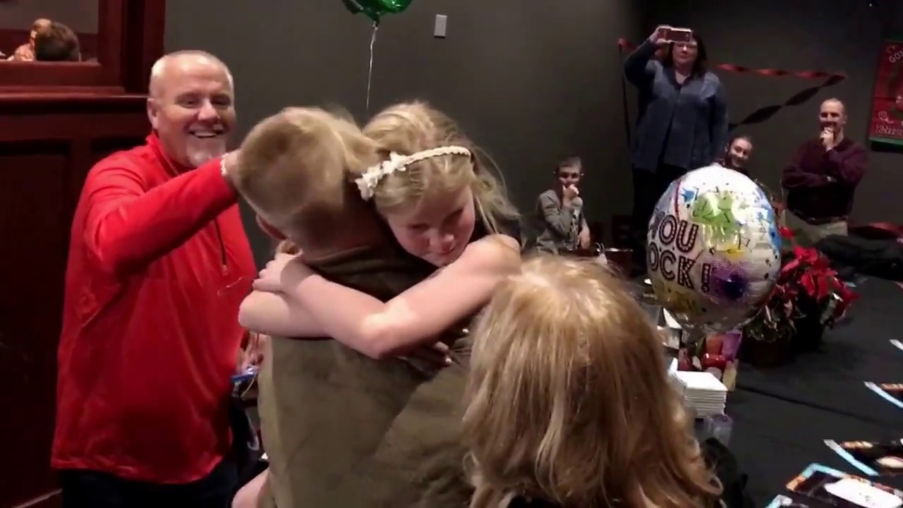 Military Army Brother Surprises Little Sister for Christmas.