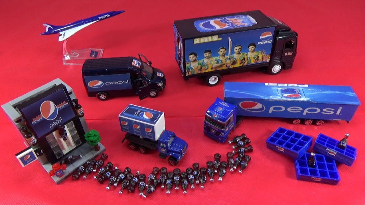 Unboxing Pepsi-Cola trucks bottles plane concorde Mercedes-Benz Sprinter van Pepsi-Cola store models