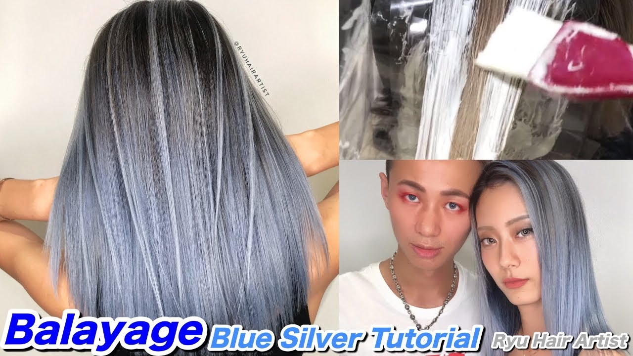 Balayage Blue Silver Tutorial☆ How to Demi FUSIONIST (フュージョニスト) ☆バレイヤージュ☆カラー☆ブリーチ