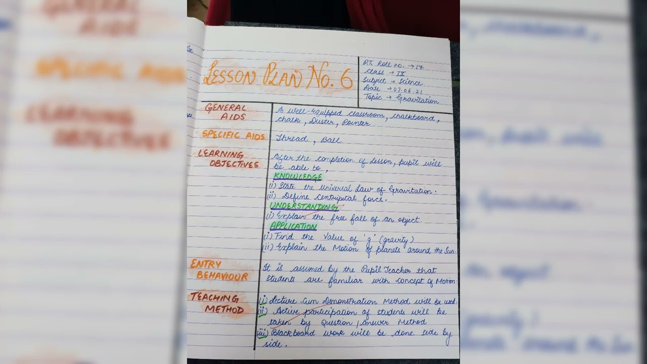 Gravitation 9th class lesson plan || Science Diary lesson plan || NCERT | B.Ed.|