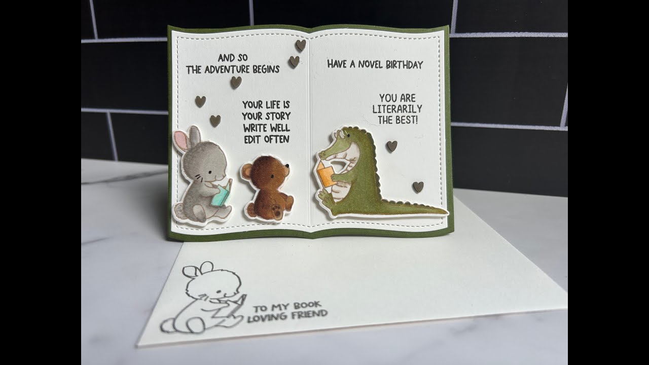 Mama Elephant Book Club, Turn the Page & Storybook Sayings - Create a book shaped card!