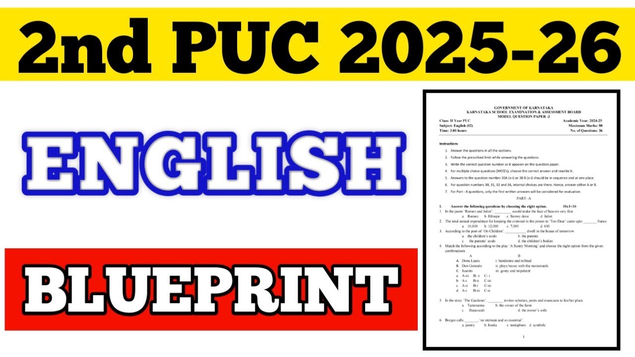 💥 2nd PUC ENGLISH BLUEPRINT || 2025-26 #puc #viral #english #blueprint