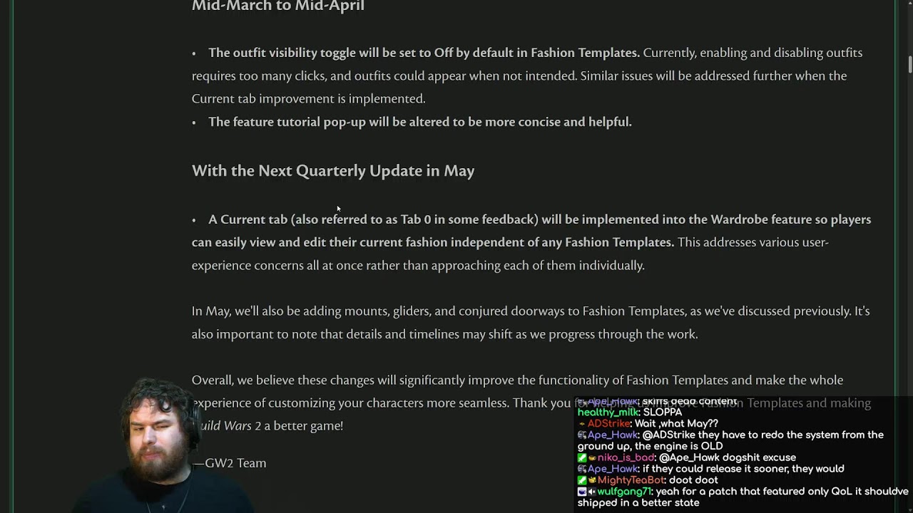 FASHION TEMPLATE UPDATES CONFIRMED, TAB 0 CONFIRMED, LOGIN !gw2 !meme