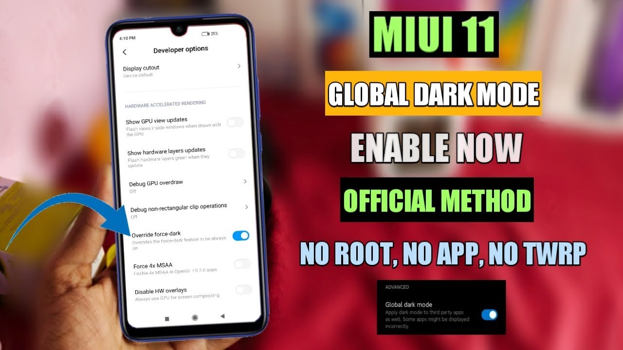 MIUI 11 Official Method Global Dark Mode Enable Now | MIUI 11 Global Dark Mode