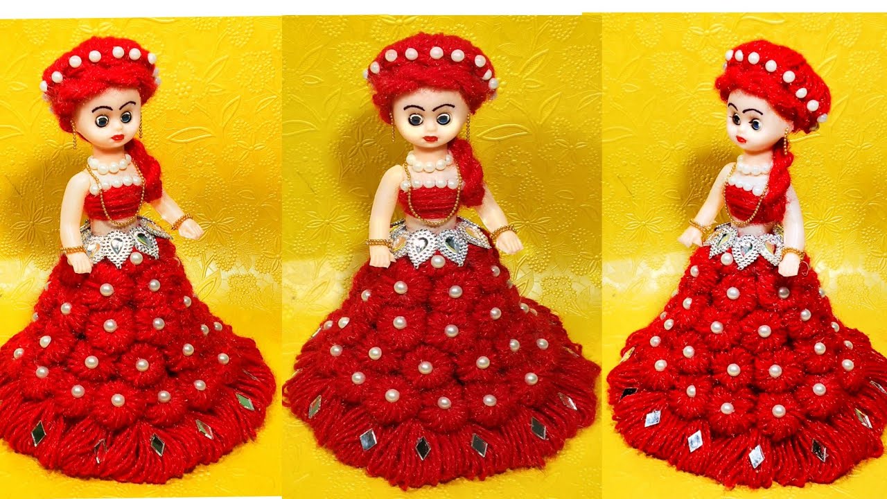 oon se gudiya sajane ka tarika/ DIY WOOLEN DOLL DECORATION