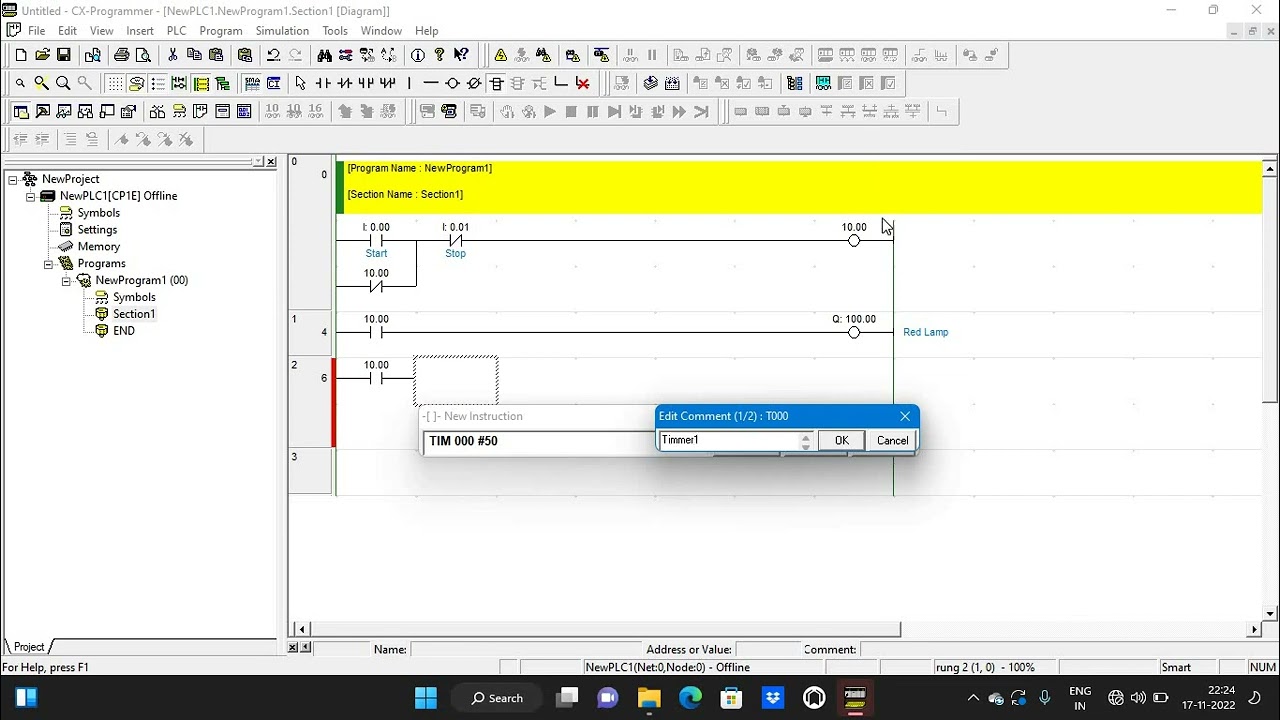 How to Create Traffic Signal Red, Yellow & Green light ladder Logic in CX Programmer