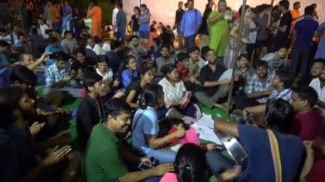 JNUSU Elections 2017-18 Vote Counting : Last Night Scene in front of SIS Old