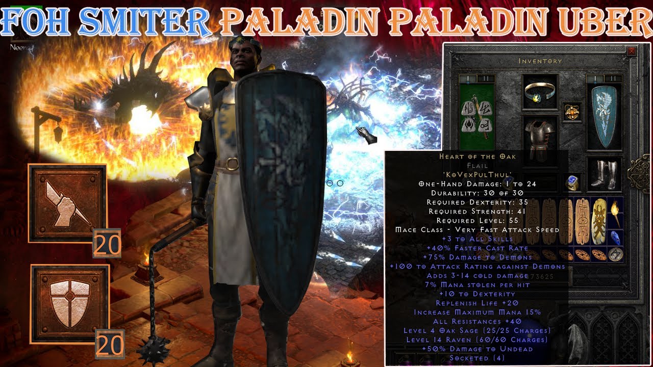 Diablo II Resurrected - FOH(Fist of the Heavens) Smiter Paladin Build Uber Tristram