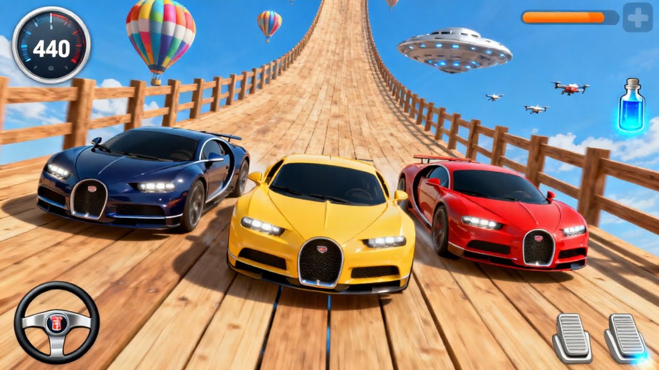 😱🤯 I DROVE a Bugatti Chiron on an IMPOSSIBLE Mega Ramp|999+ KM/H|GT Car Extreme Racing Stunt Master 