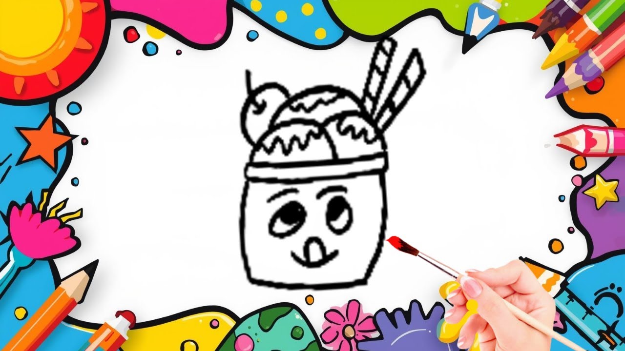 How To Draw cute Ice Cream Drawing, Painting & Coloring For Kids and Toddlers_🌈🎨 🐋