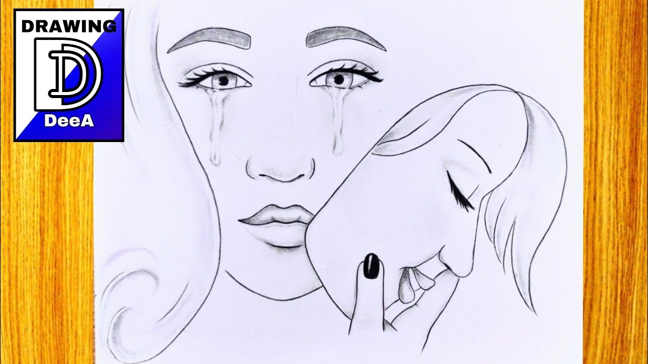 Como desenhar uma garota triste / Desenhos fáceis para iniciantes / Técnicas de desenho simples