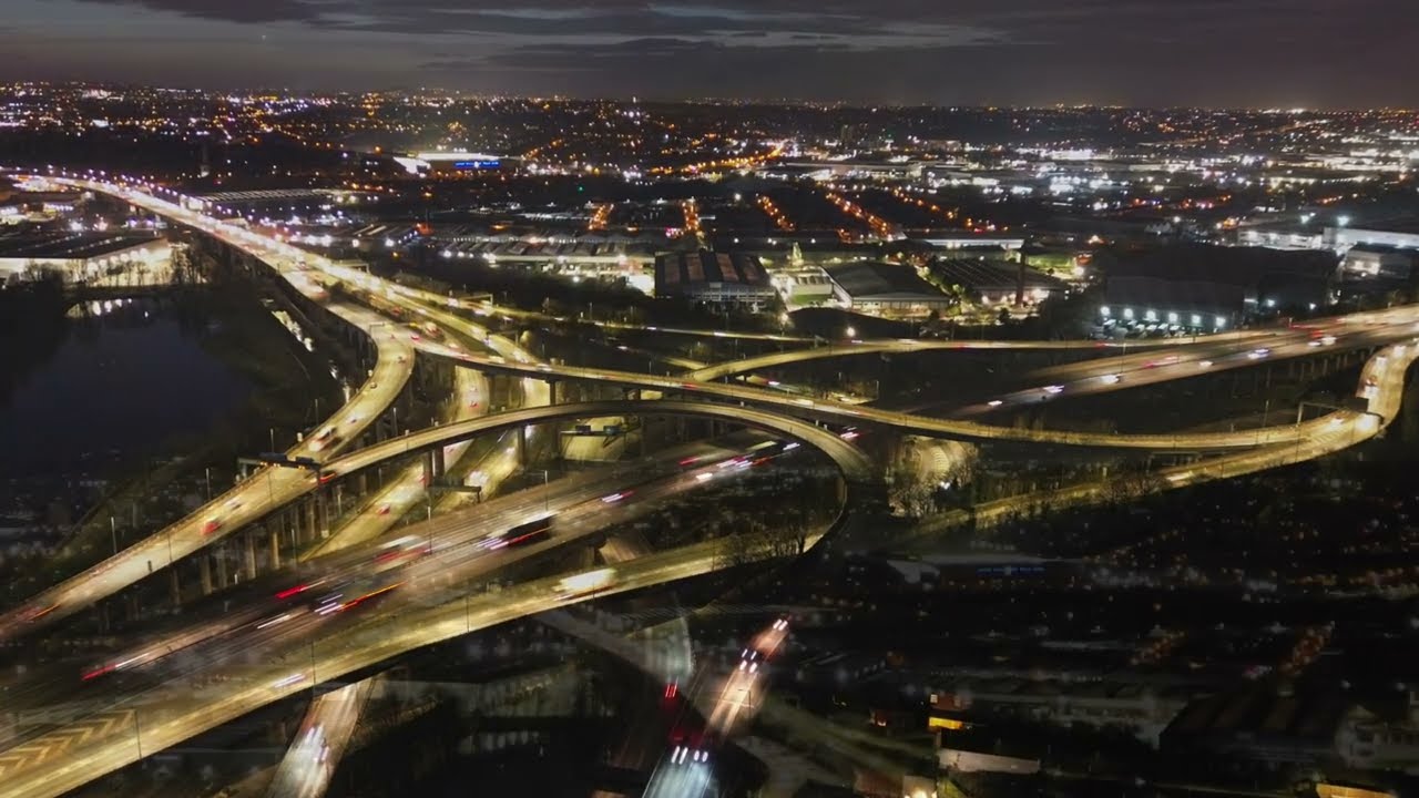 Spaghetti Junction Birmingham at night