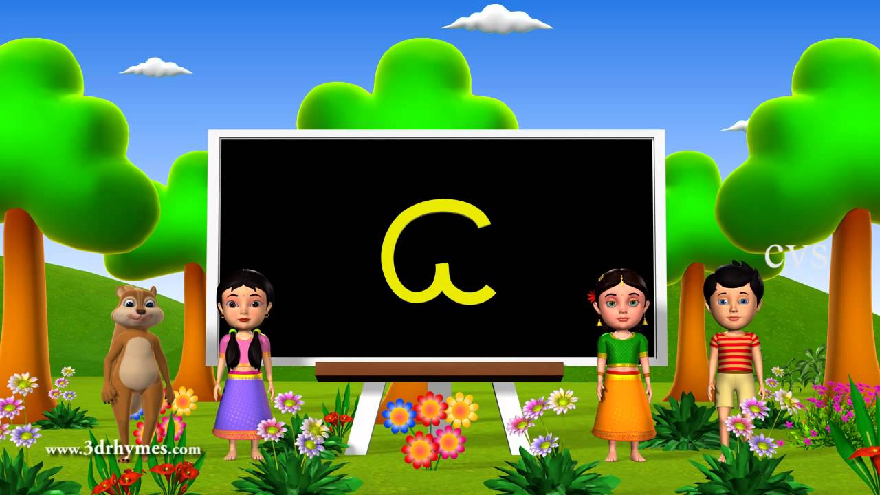 Learn Telugu Alphabet ( Vowels అ ఆ ఇ ఈ a aa i ii ) - 3D Animation Telugu Rhymes