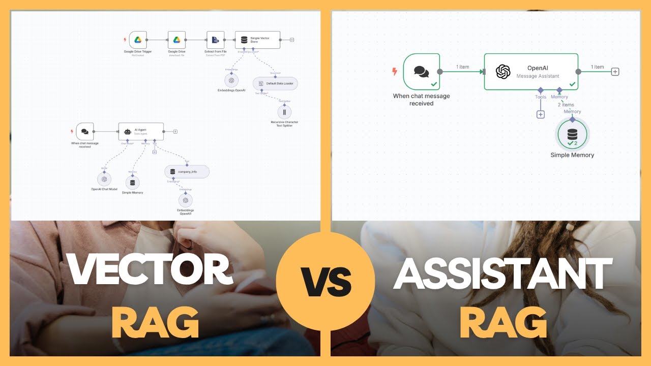 أقوى طريقتين لبناء مساعد ذكي فى N8N باستخدام RAG و OpenAI