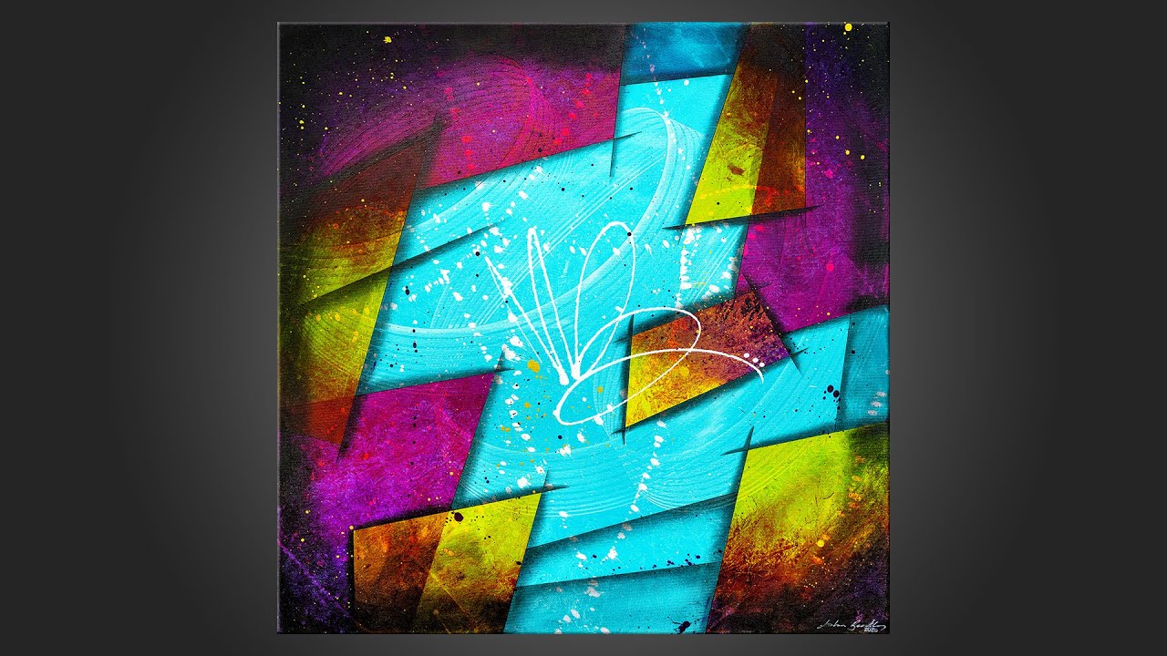 Easy Abstract Painting Demo With Masking Tape | Æstas