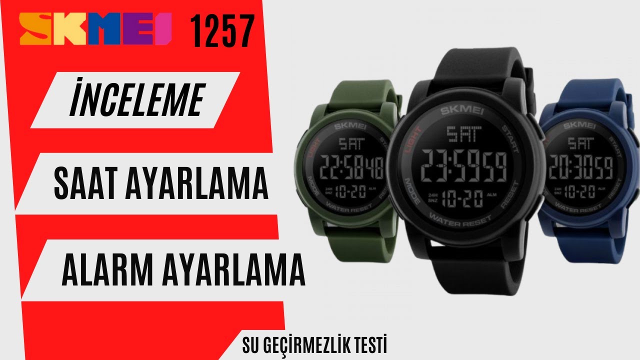 Skmei 1257 Kol Saati Kutu Açılımı, İnceleme, Saat Ayarlama, Alarm Ayarlama Ve Su Geçirmezlik Testi