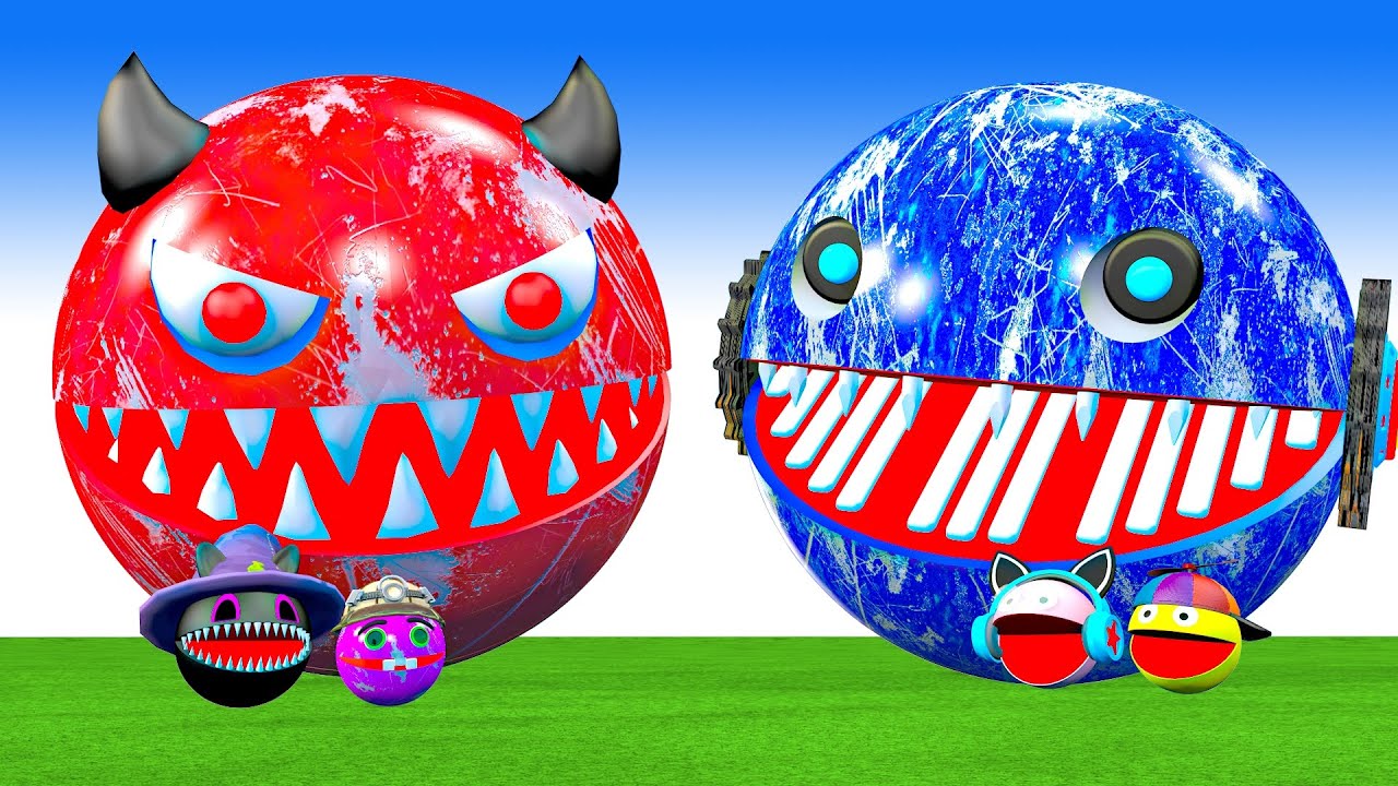 MS PACMAN & NEW RED PACMAN VS TWO YELLOW MONSTER PACMAN FIGHTING IN POKEMON #2026