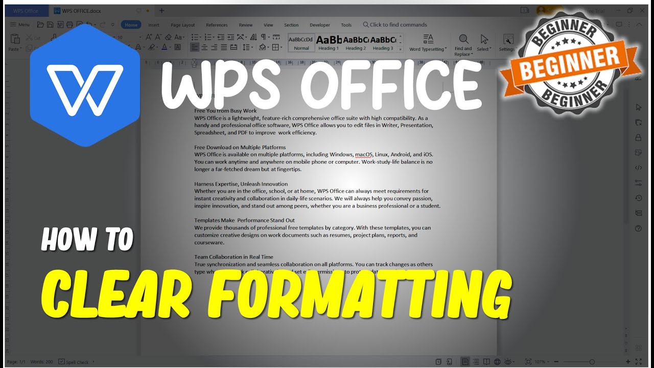 WPS Office How To Clear Formatting