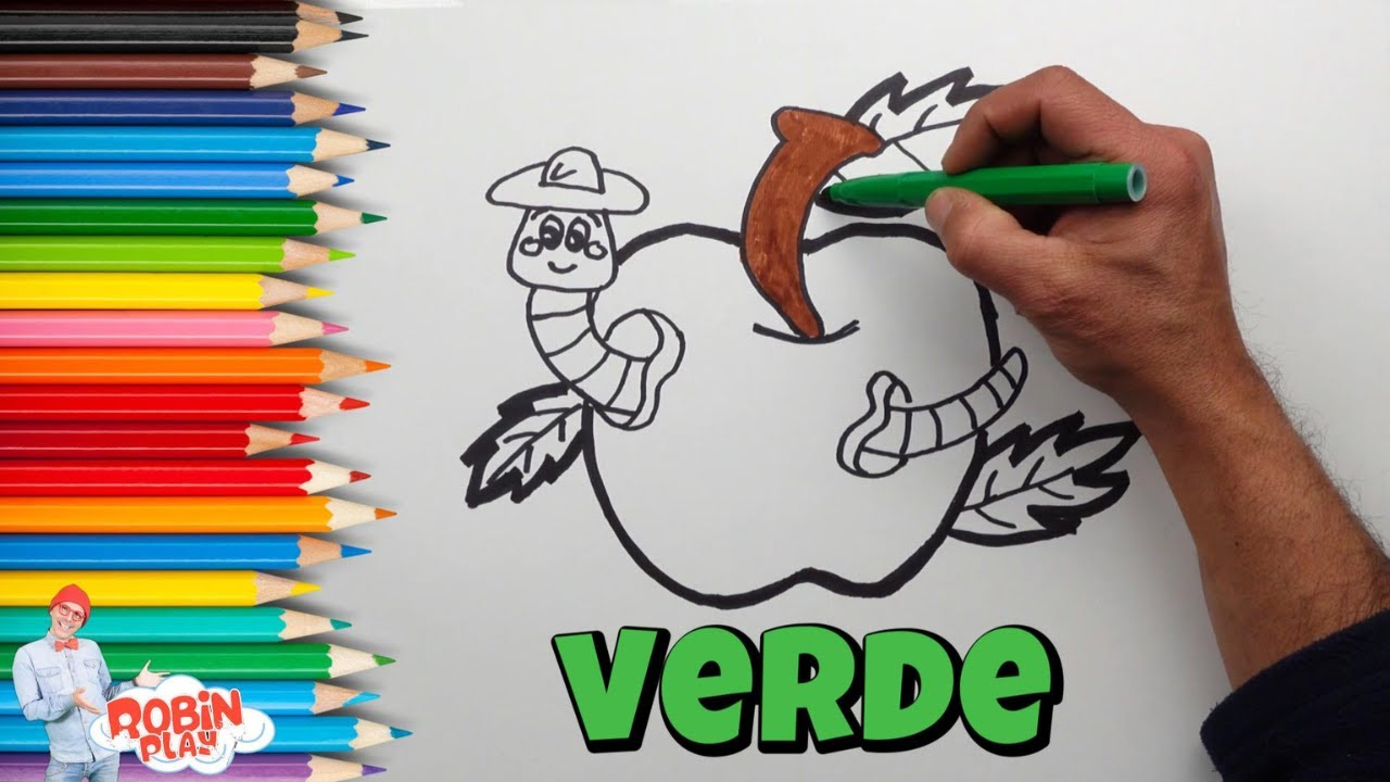Disegna e Colora Una Mela - Disegni Facili Per Bambini - Robinplay#videoeducativiperbambini #disegni