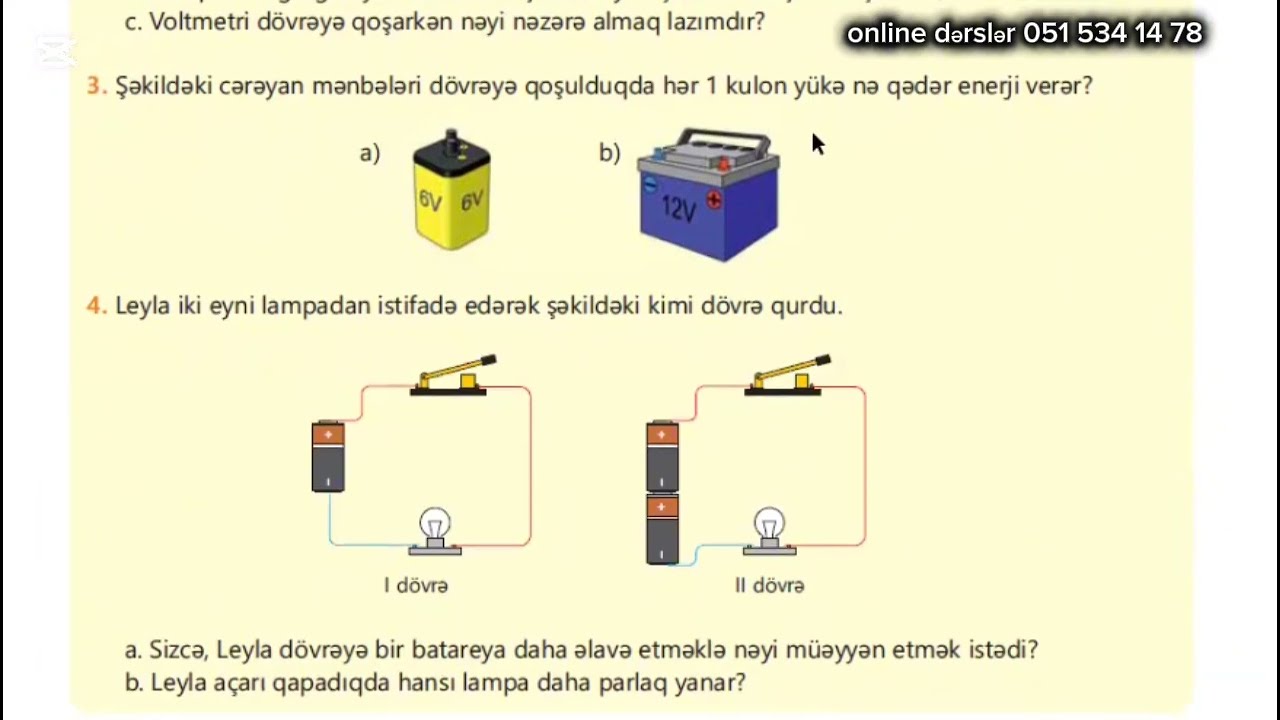 7-ci sinif Fizika 2-ci HİSSƏ 6.3✅️Gərginlik Tapşırıqların İZAHI səh 46-48, 49 #lesson #learnfast 