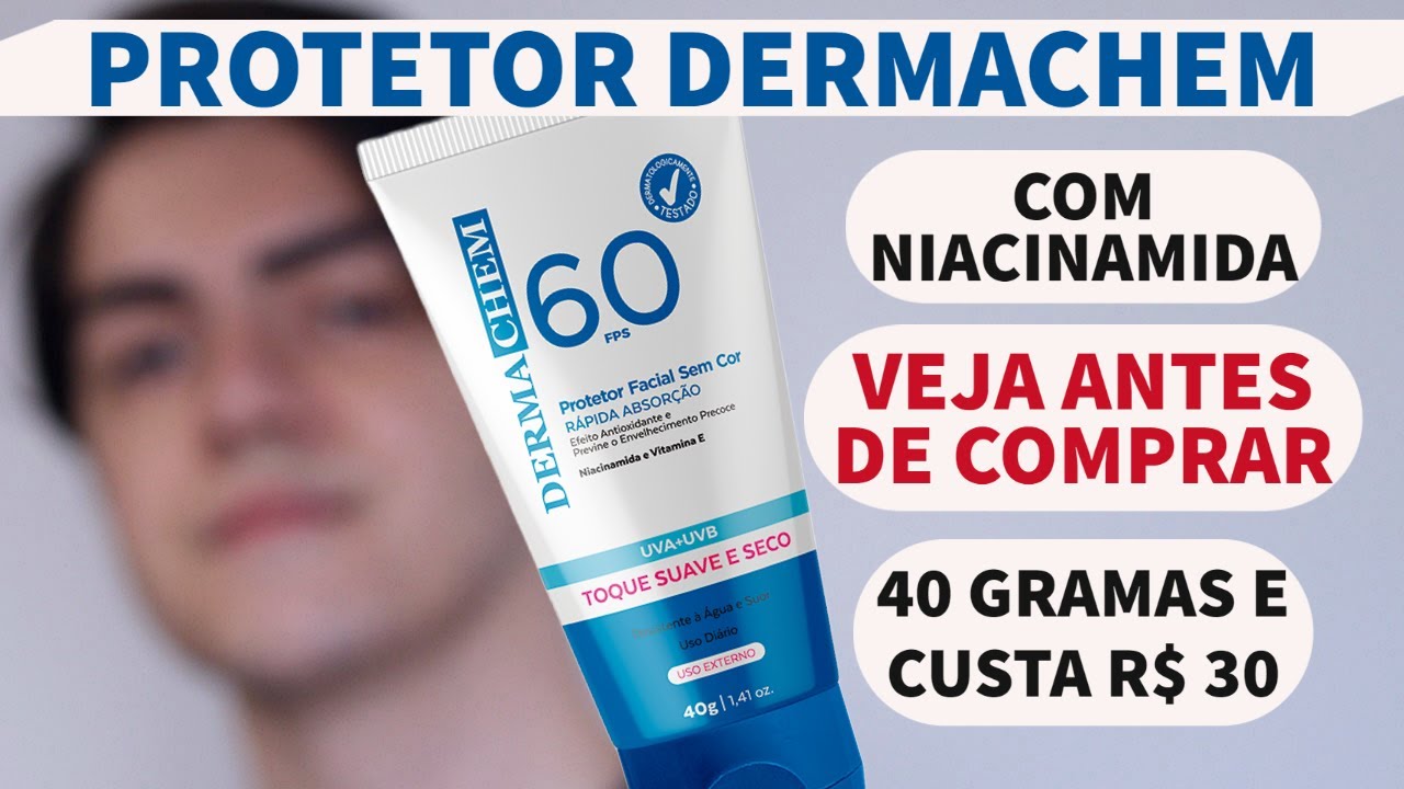 Protetor Facial DERMACHEM FPS 60! Com Niacinamida e Vitamina E! Protetor Solar!