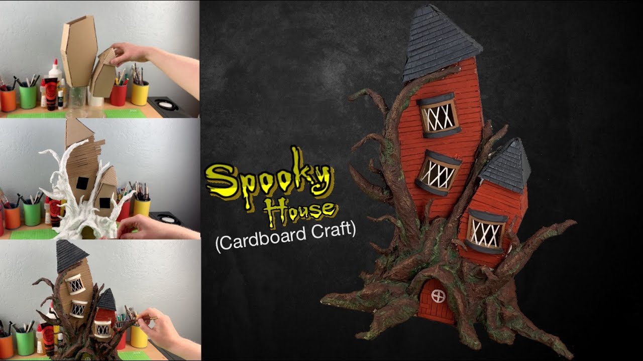 Easy How to Make a Paper Mache/ Card Craft Haunted spooky Fairy House