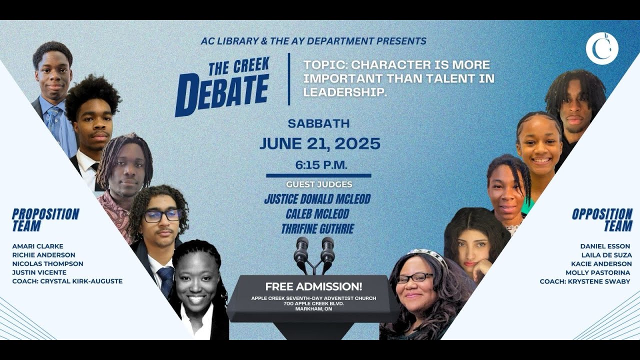 Apple Creek SDA Church Library & The AY Department Presents - The Creek Debate - June 21, 2025