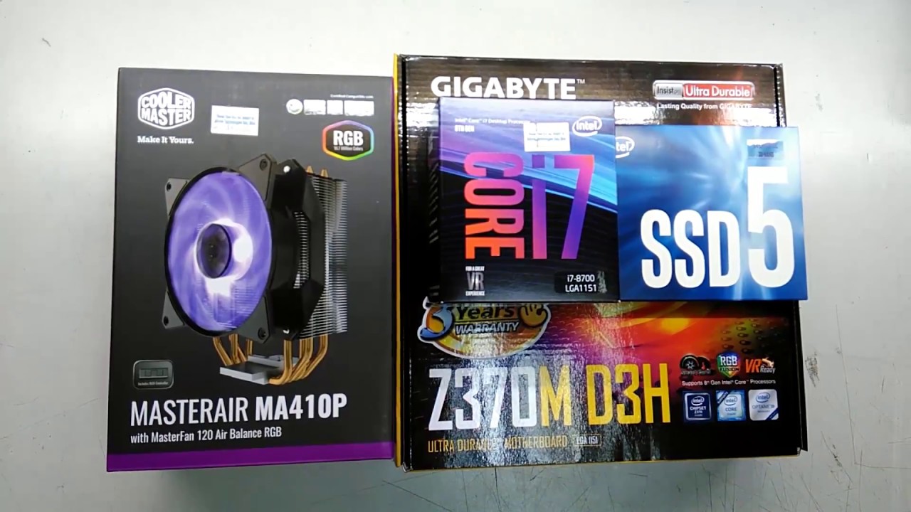 INTEL CORE I7-8700 GIGABYTE Z370- D3H INTEL SSD5 COOLER MASTER MASTERAIR MA410P RGB FAN