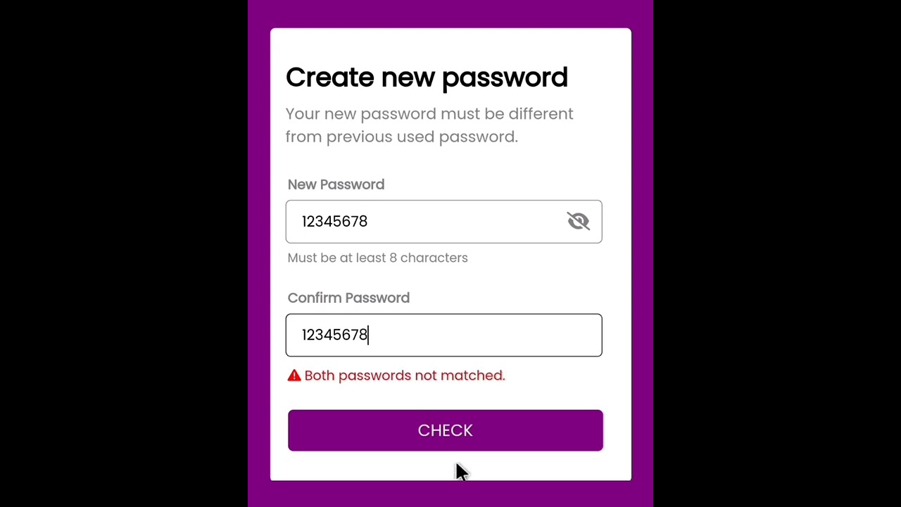 Confirm Password Validation Using Html Css And Javascript | Code With Harsh #shorts #html #css