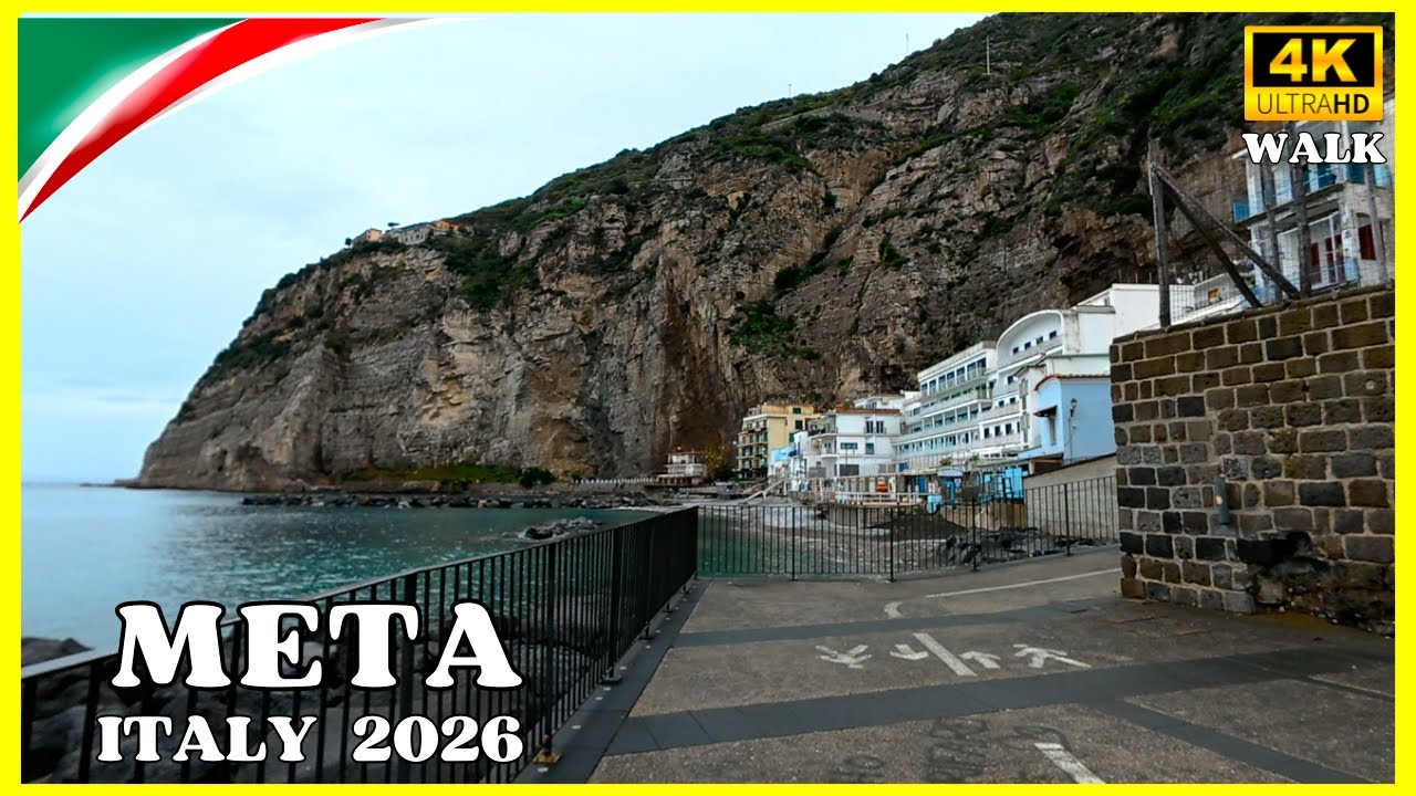 A walk by the sea on a cloudy day   4K   🌟   Meta ,   Walking Tour,   Italy 2026  🌟  #walkingtour