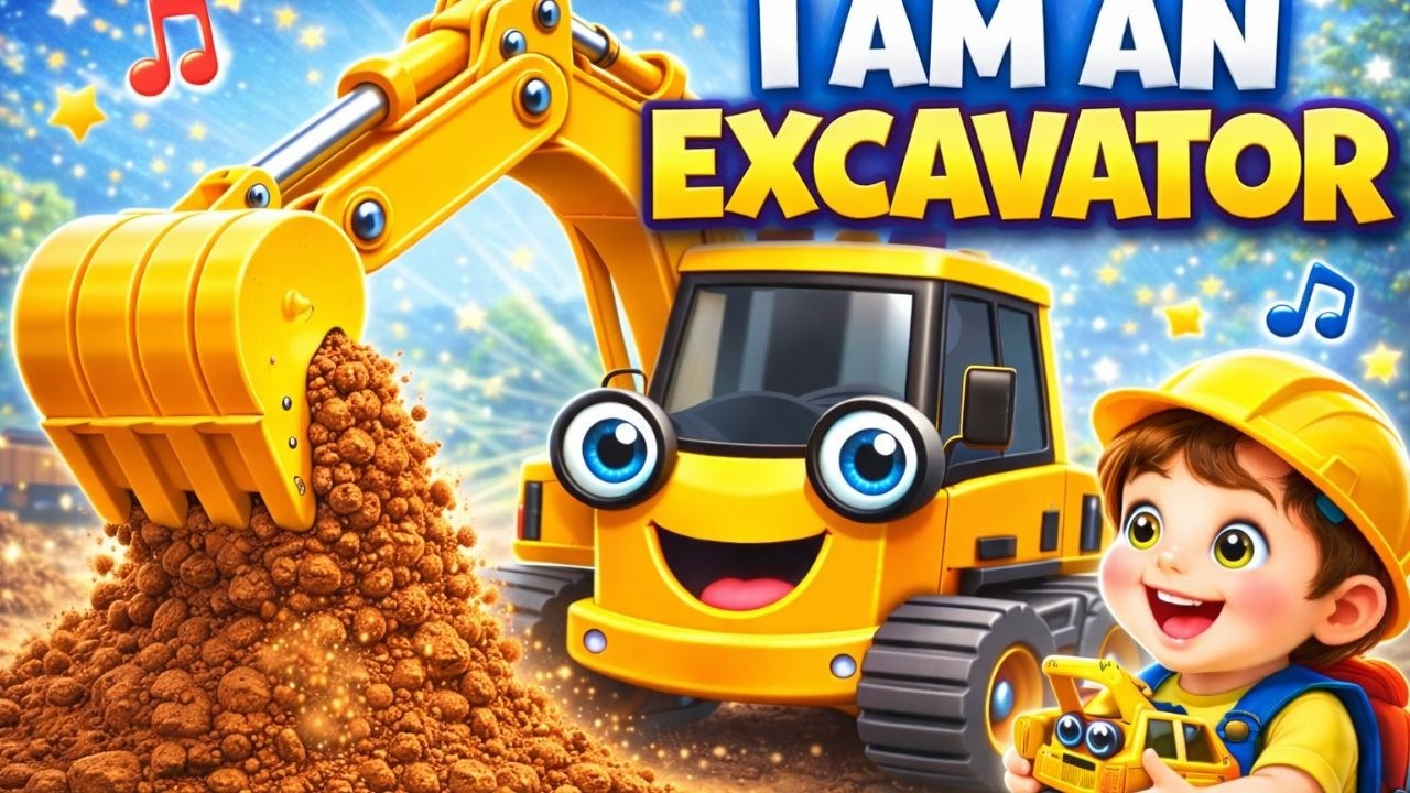 I'm an Excavator Song 👷‍♂️ | Construction Truck Song for Kids | PomeToons
