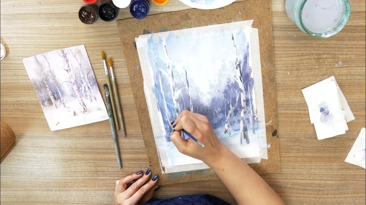 Рисование. Урок 37: Зимний лес