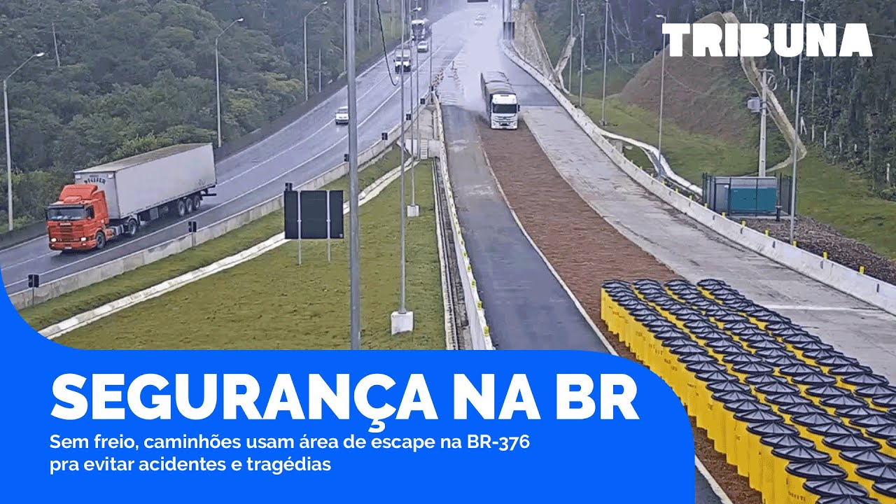 Sem freio, caminhões usam área de escape na BR-376 pra evitar acidentes e tragédias