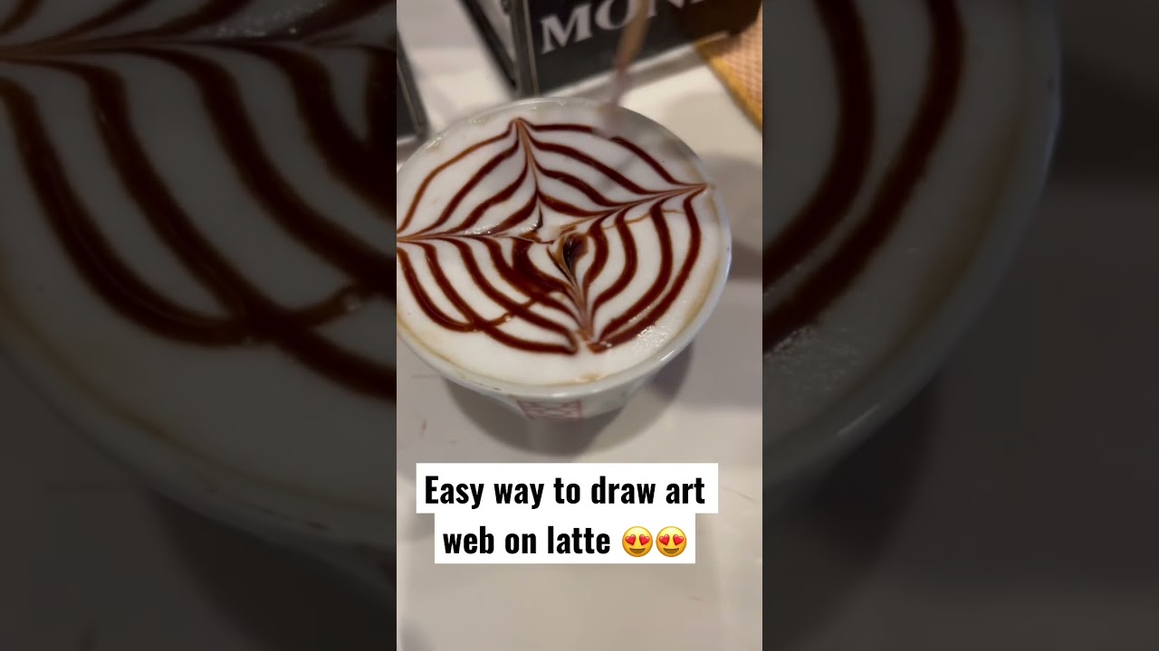 Tutorialfor drawing Web on latte🥹#mocha #shorts #starbucks #espresso #art#barista #america #coffee
