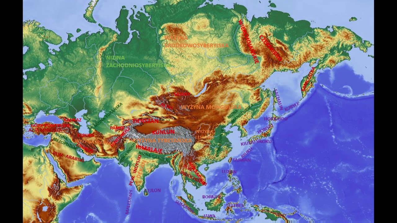 MAPA FIZYCZNA AZJI