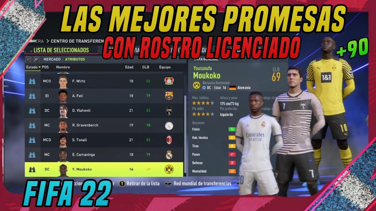 Las Mejores Jóvenes Promesas de FIFA 22 con Rostro Licenciado / scanned face / Cara Real