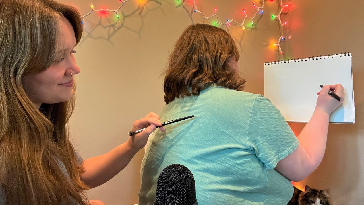 asmr | drawing what's being traced on our back 🧐🖊️ (marker sounds + drawing game)