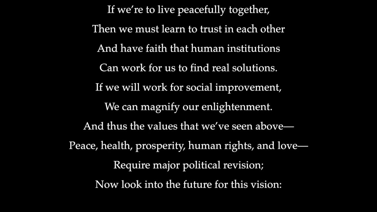 Vision of World Peace, a poem by Sanderson Beck