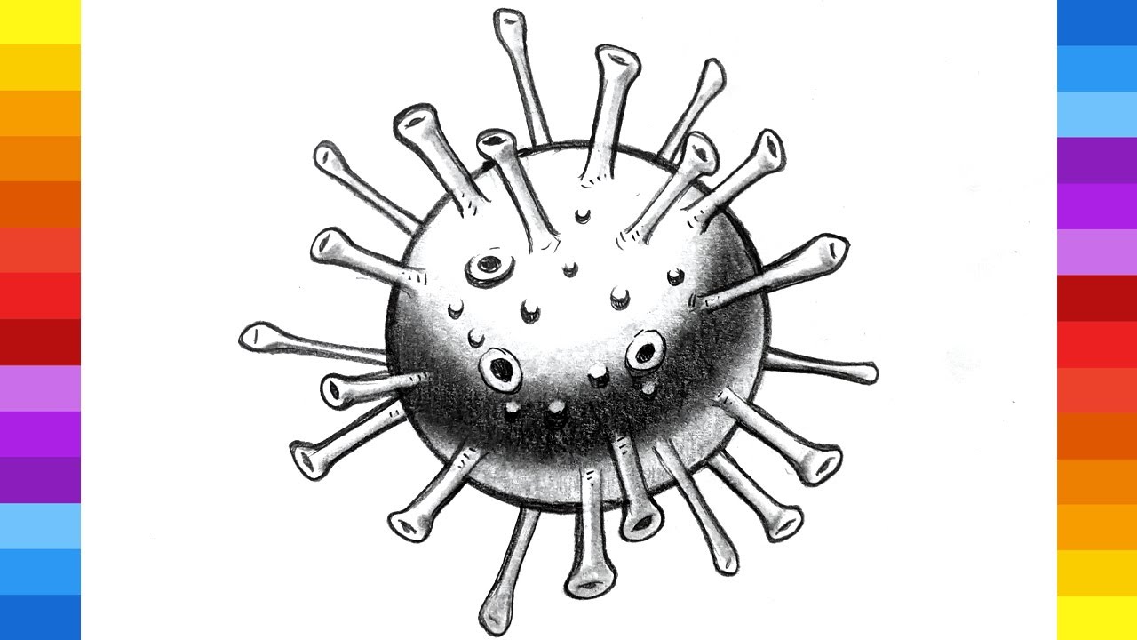 How to Draw a Coronavirus Pencil Drawing - Covid 2021