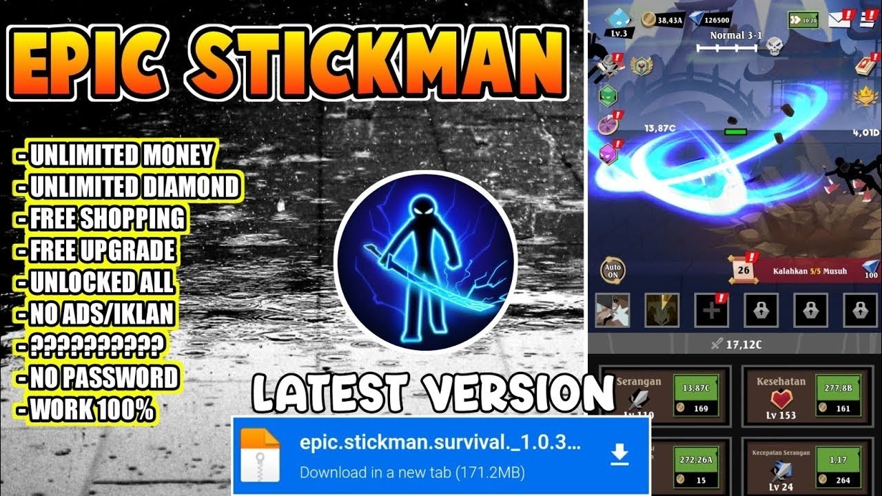 Epic Stickman MOD Gameplay | Unlimited Damage + Fast Level Up (Android) | #epicstickman