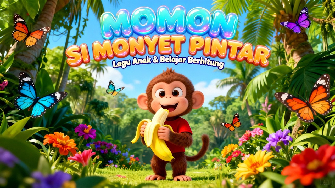 Momon Si Monyet Pintar 🐒 Lagu Anak Makan Pisang & Berhitung
